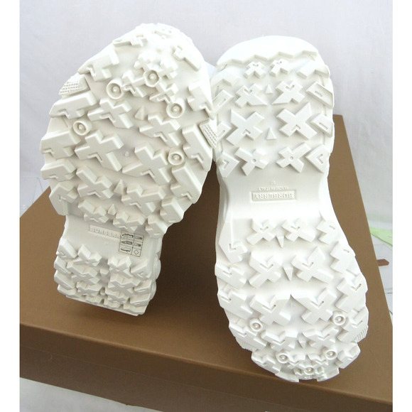 $1190 BURBERRY ROTHERFIELD WHITE RUBBER TB LOGO QUILTED SNOW RAIN BOOTS 40 - Picture 10 of 14